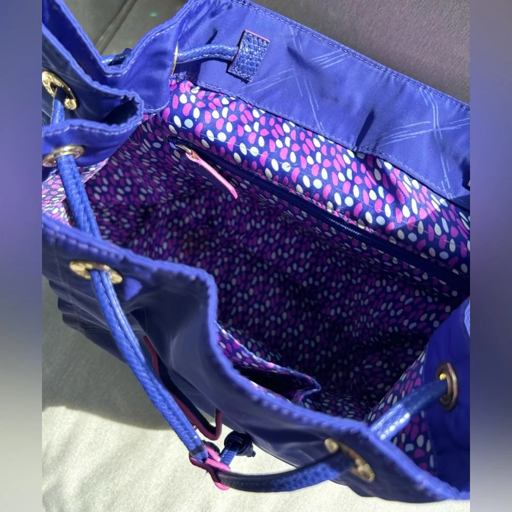 Vera Bradley Preppy Poly Drawstring Backpack Violet Purple NWOT